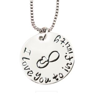I Love You to Infinity Stamped Necklace 20” chain